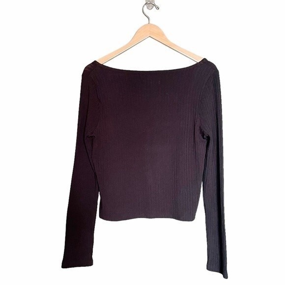 Madewell Black Ribbed Long Sleeve Top - Picture 3 of 11